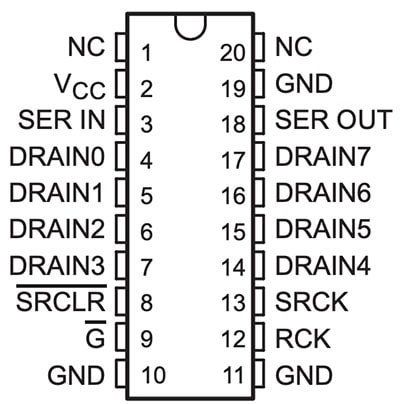 TPIC6B595 Pin Out